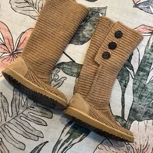 UGG Tan Knit Button Boots